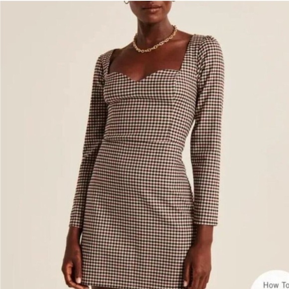 NWT Abercrombie & Fitch Plaid Mini Dress Sweetheart Size M - Picture 1 of 8